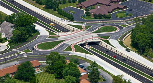 Roundabout interchange at 126th St. and Keystone Parkway.