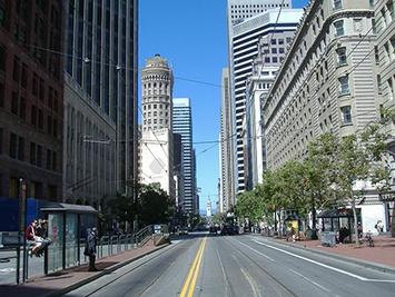 SF Market Street view toward ferry building