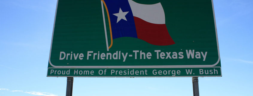 Welcome to Texas road sign