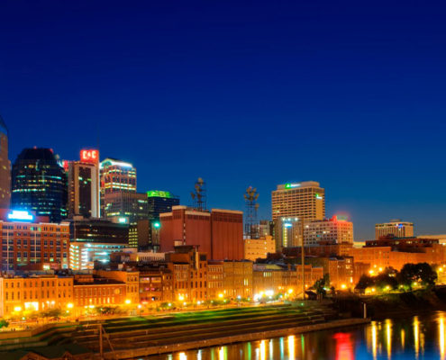 Nashville's skyline at night