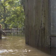 West Orange, Texas - WEST ORANGE, Texas – U.S. Marine Corps Sgt. Austin Rusk a reconnaissance Marine team leader with Charlie Company, 4th Reconnaissance Battalion, 4th Marine Division, Marine Forces Reserve, wades through waist deep flood water in order to get to a second story door to complete an emergency rescue call in West Orange, Texas, Sept. 1, 2017. Marine Corps Reserve forces are supporting FEMA and state and local officials, focused on life-saving efforts and resupply missions in the aftermath of Hurricane Harvey. (U.S. Marine Corps photo by Pfc. Samantha Schwoch/Released)