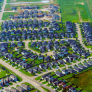 Aerial view of suburbs
