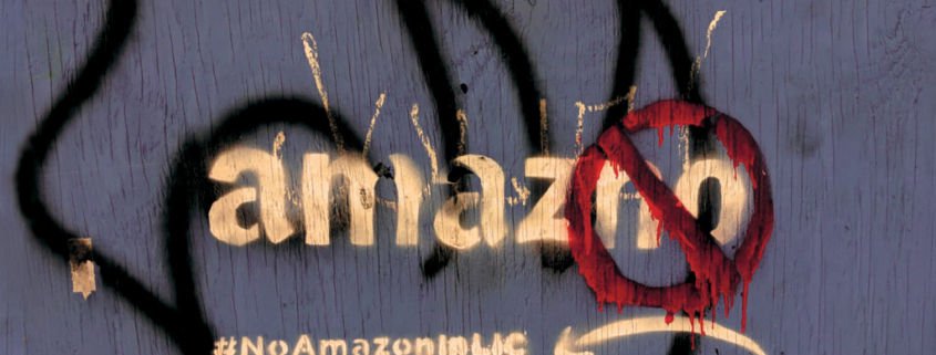 anti Amazon graffiti, seen in New York