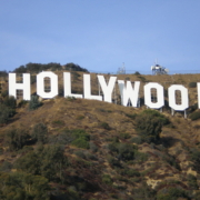 The Hollywood Sign, as seen from a nearby trail.