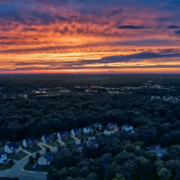 Suburbia at sunset