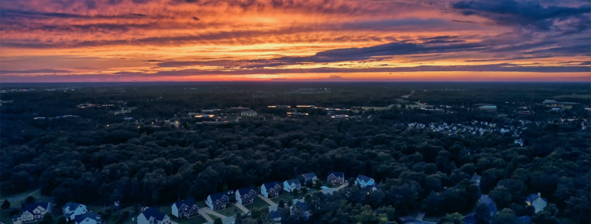 Suburbia at sunset