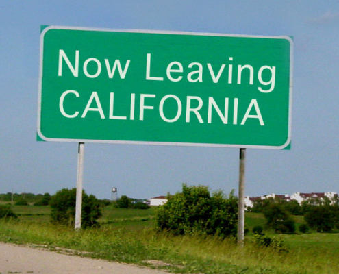 leaving california sign along highway