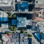 Aerial view of skyscrapers