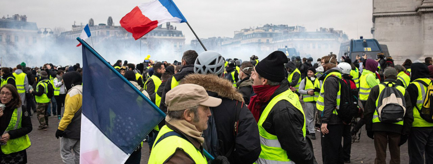 Working class protestors in Paris, France