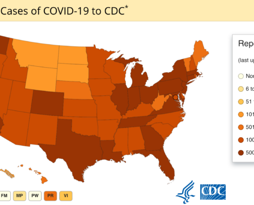 CDC map of COVID-19 Cases