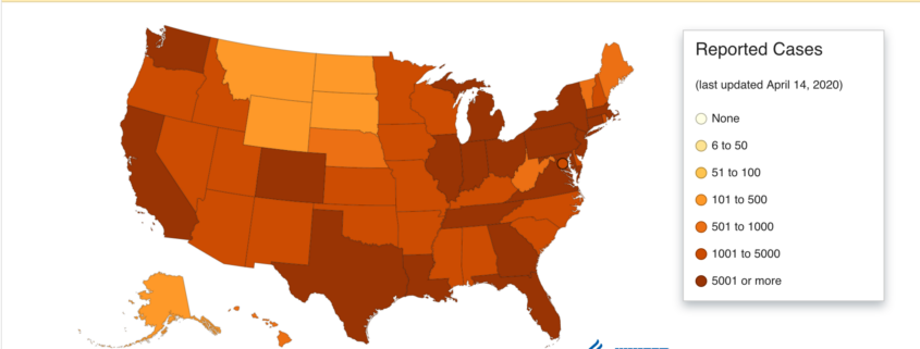 CDC map of COVID-19 Cases