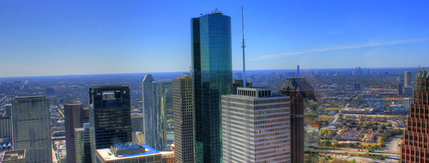 Houston's downtown, looking outward toward suburbs