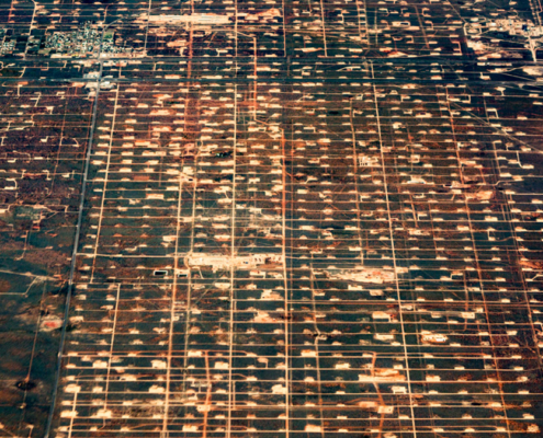 Aerial photo of energy extraction sites in Texas