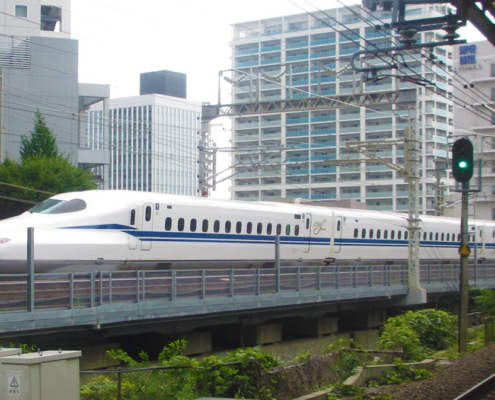 Shinkansen "bullet" train, high-speed rail
